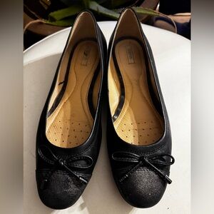 Geox Black Flats with Bow Detail